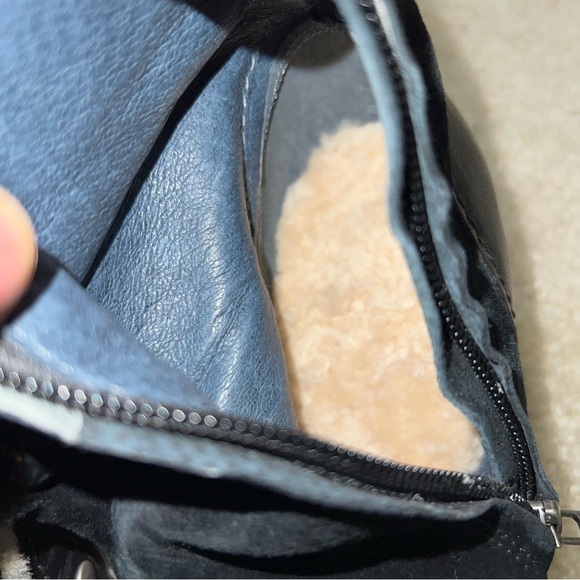 UGG Black Heeled Boots with Cream Accents - Picture 4 of 16